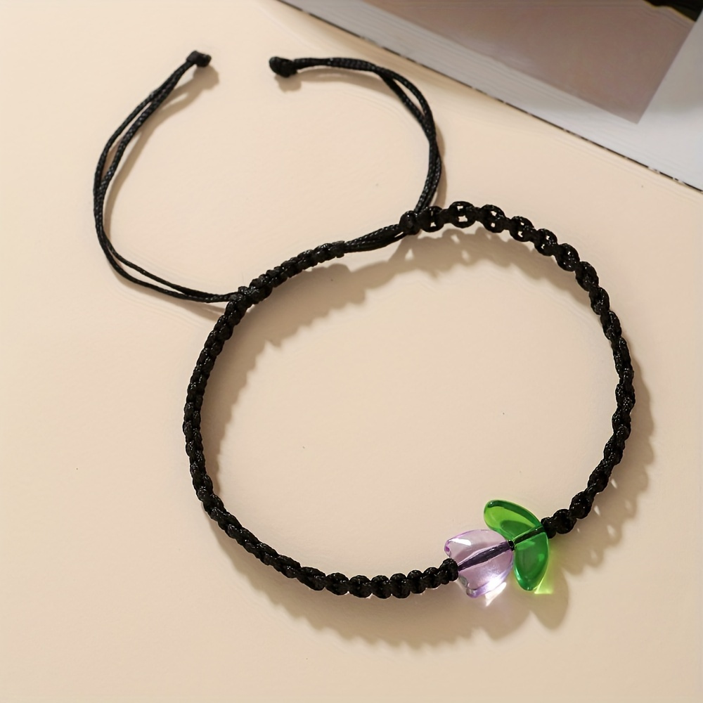 Colorful Tulip Beaded Bracelet with Rope Charm